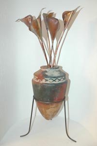 Copper Calla Lilies in Vase