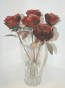 Copper Roses in Vase
